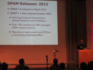 Anil Madhavapeddy presenting the OPAM package manager and platform
